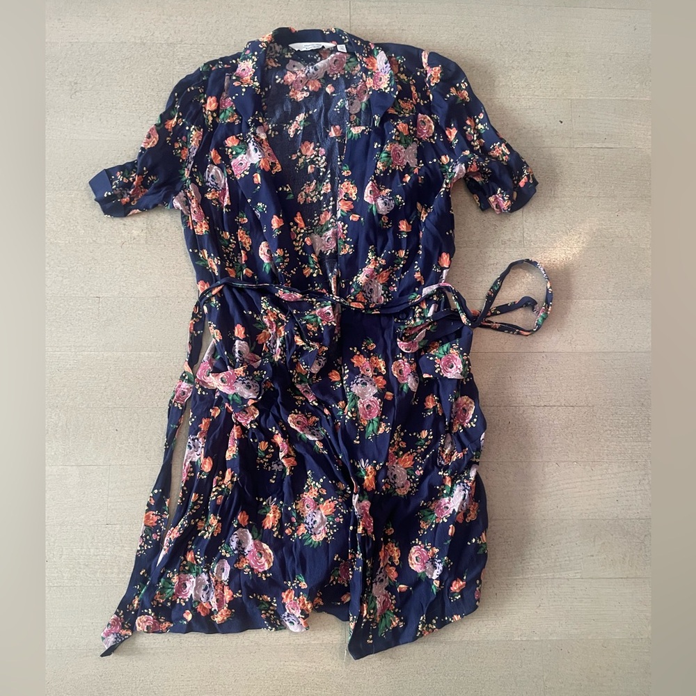 & other stories navy floral wrap dress